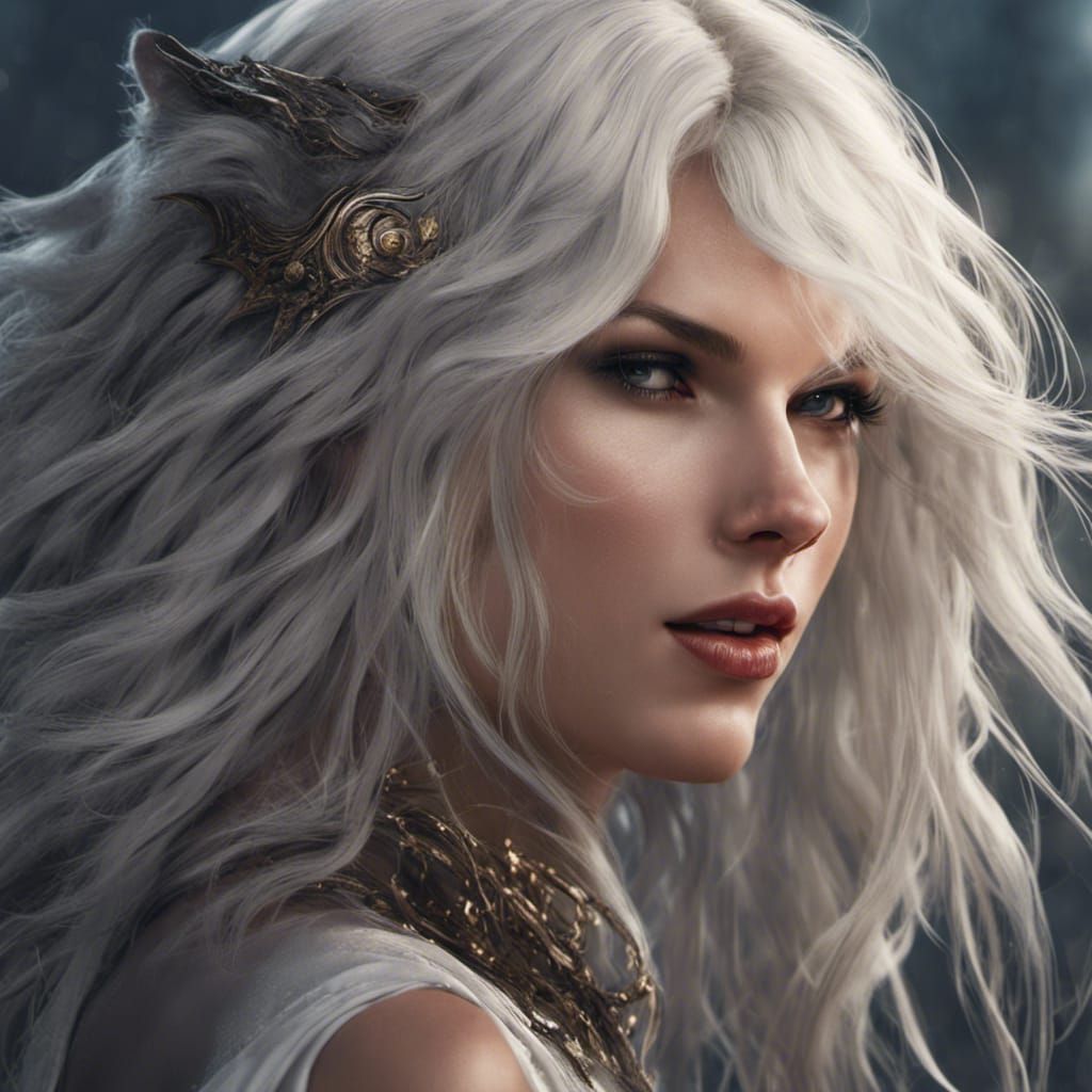 Fantasy Portrait: Woman with Tiger in Dark Art Style