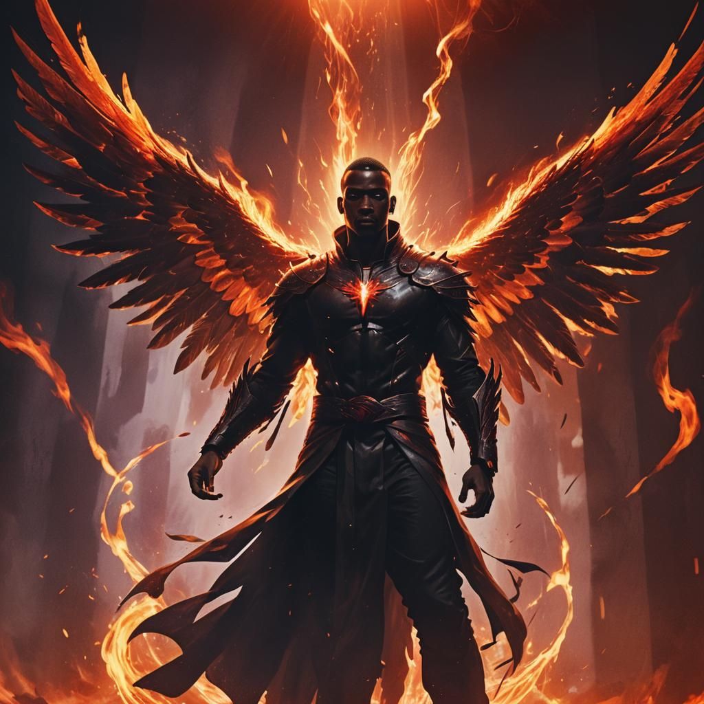 Fiery Angel Concept Art with Divine Light