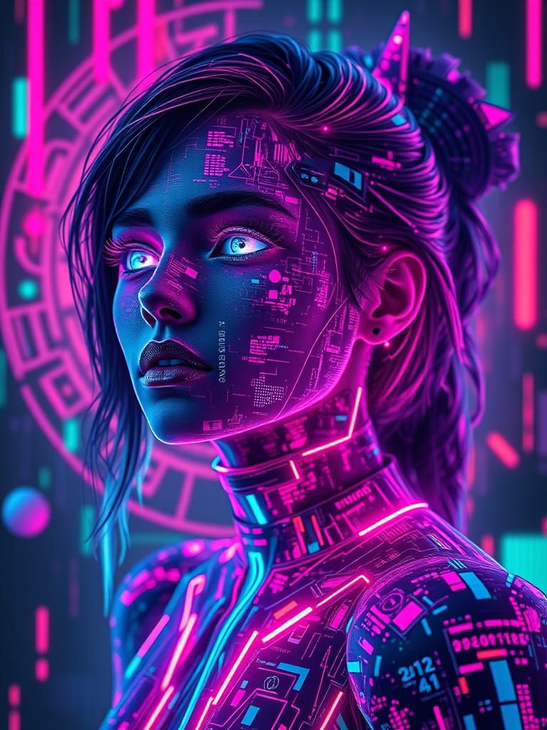 Cyberpunk Goddess of Neon