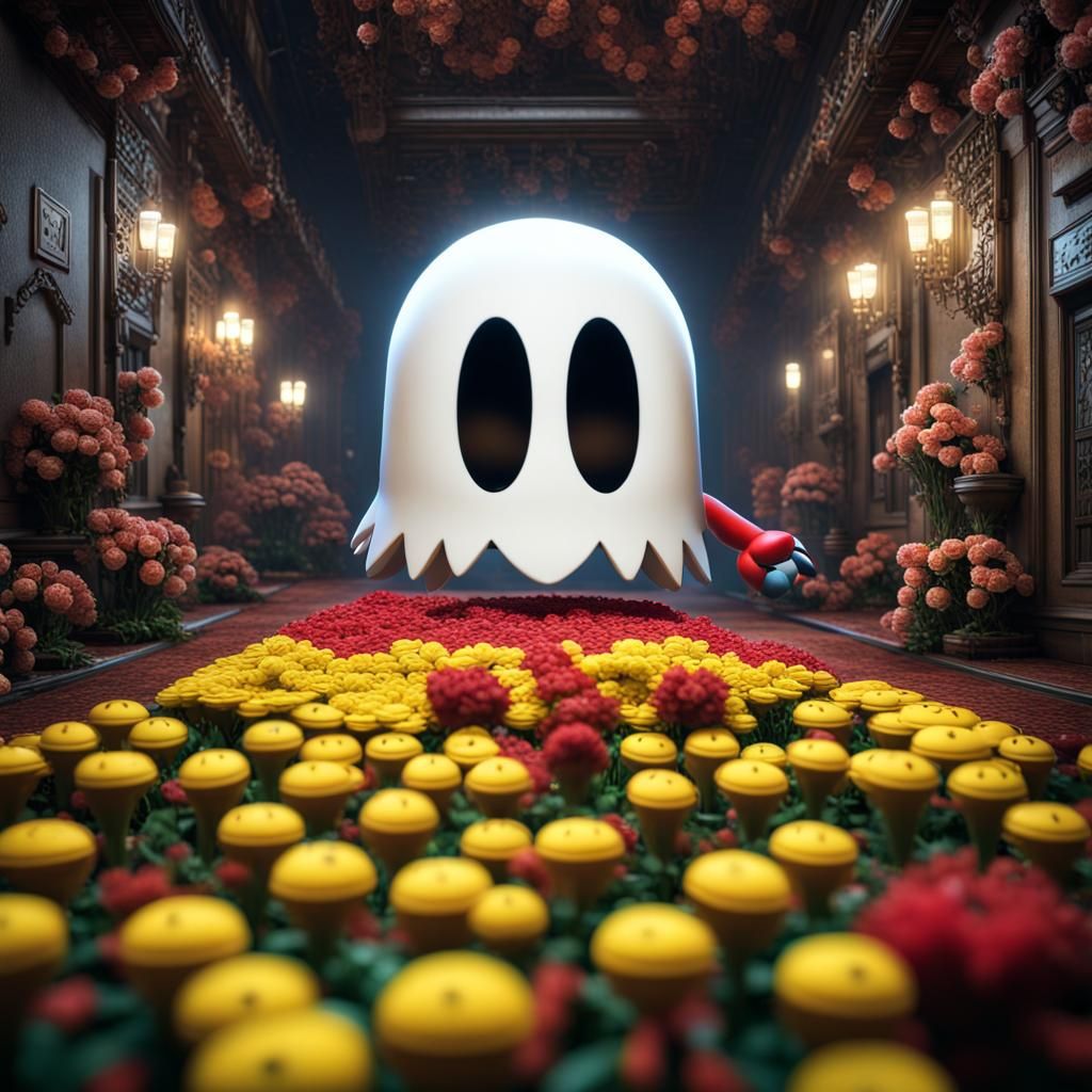 Pac-Man in Mario Game: Hyperrealistic Scene