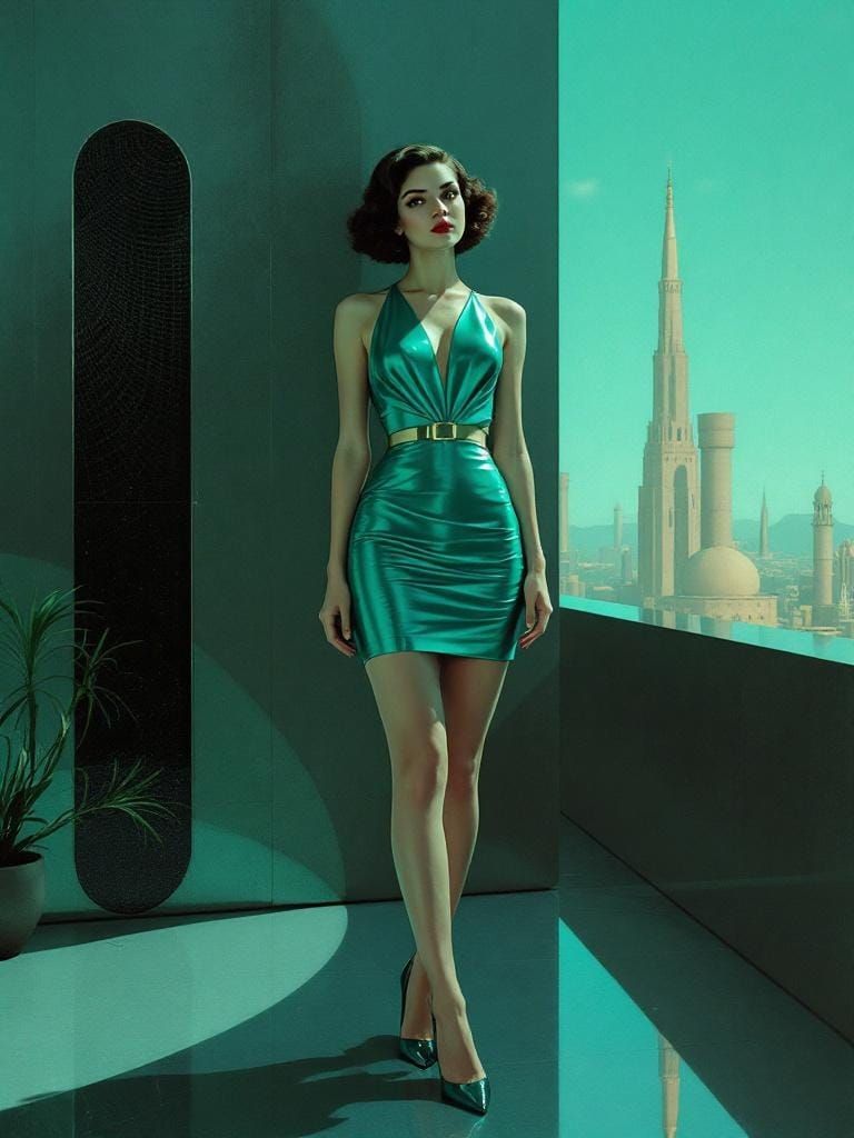 Swedish Pin-Up in Surreal Geometric Space