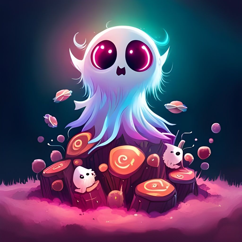 Adorable Ghost in Candyland Digital Illustration