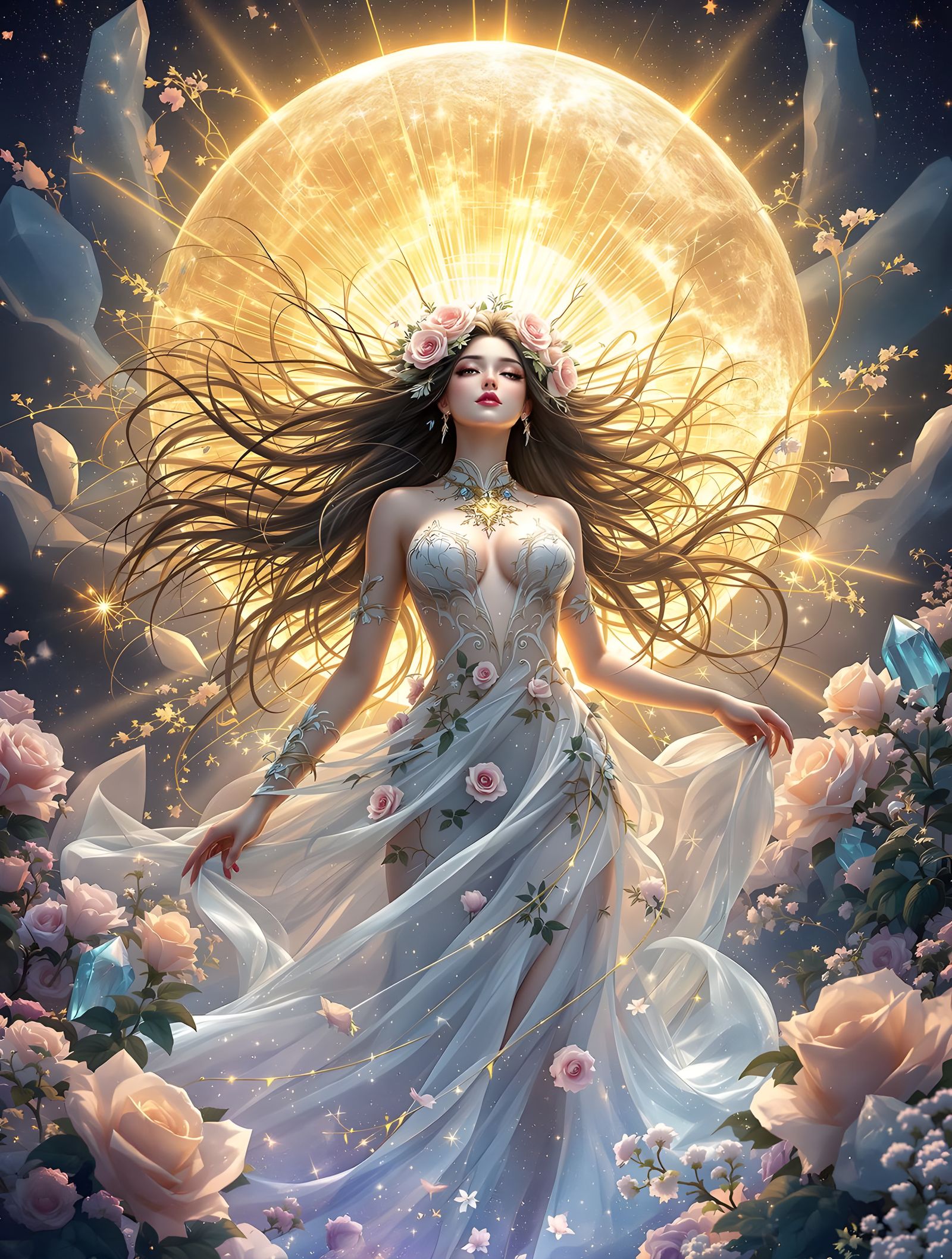 Magical Silhouette with Luna Roses in 3D Anime Art