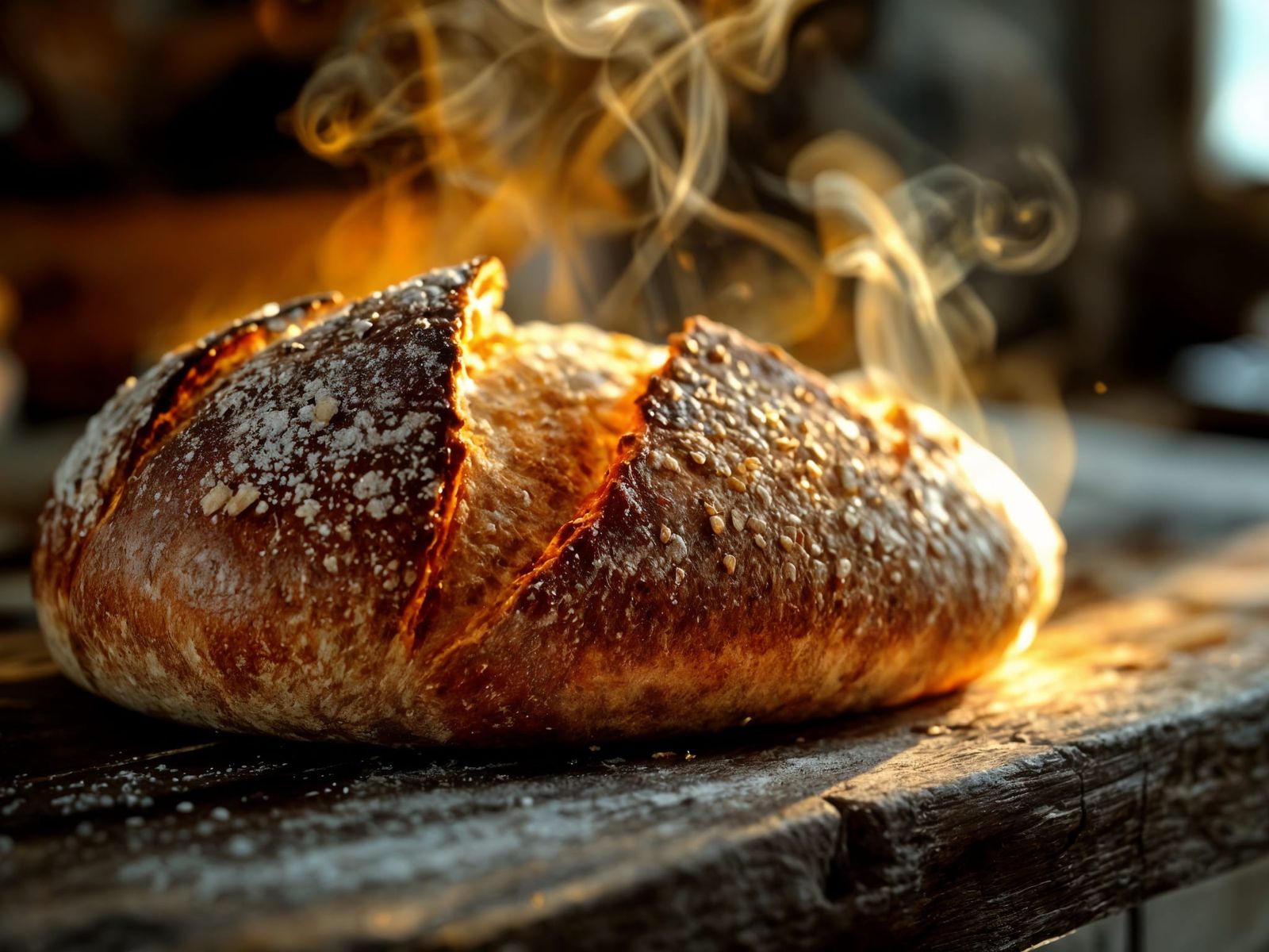Hyper Realistic Close-Up of Warm Naturally Leavened Bread