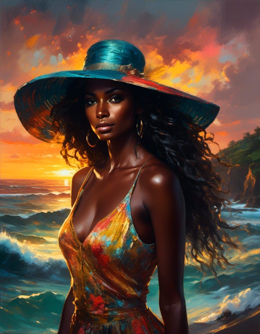 Colombian Sunset: Post-Impressionist Portrait in Oils