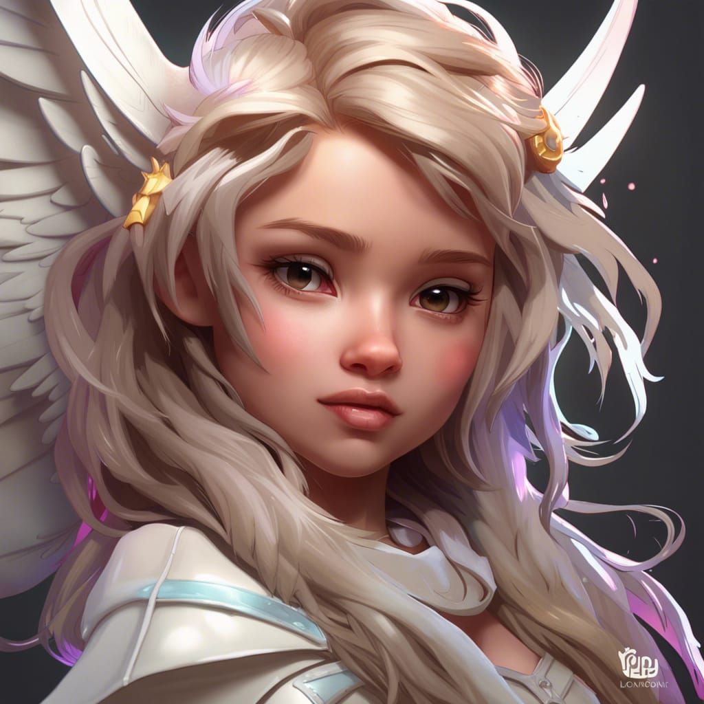 Detailed Chibi Angel Dragon Portrait