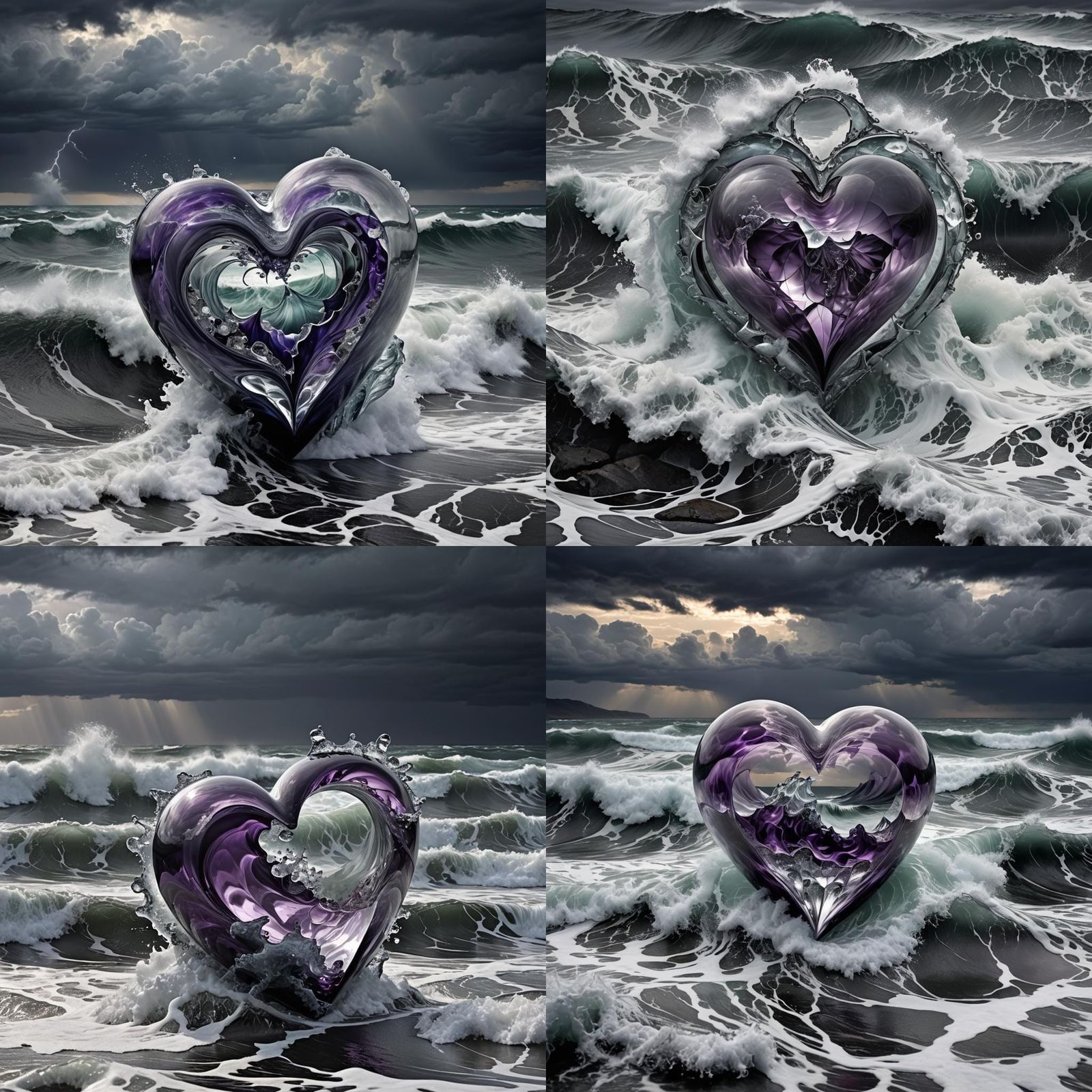 Glass Heart Encapsulating a Tempestuous Sea