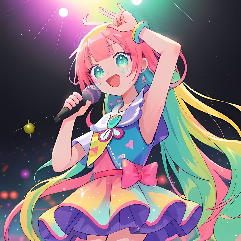 Vibrant Singer Rocks Karaoke Stage in Cyberpunk Style