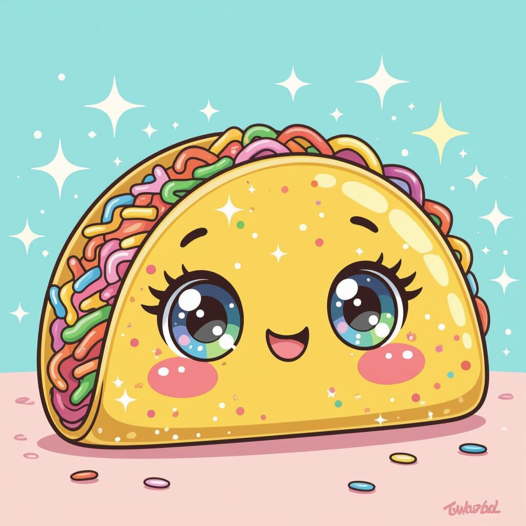 Sparkly Kawaii Taco with Adorable Face