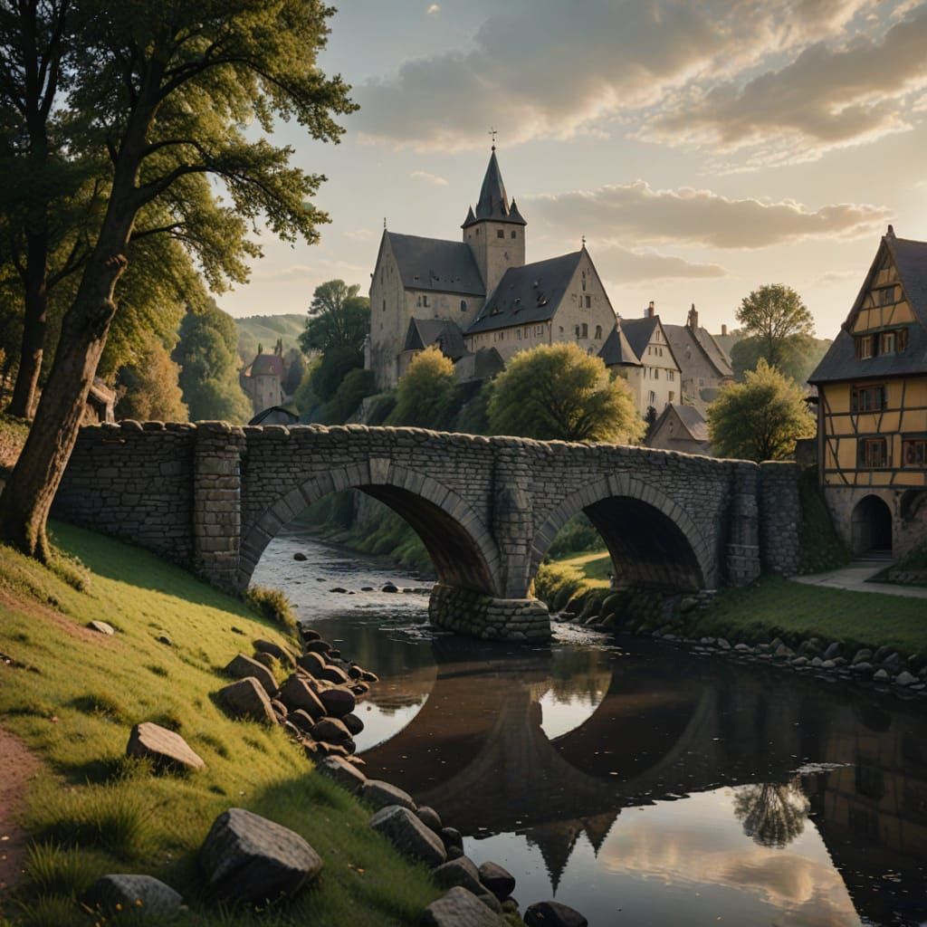 Medieval German Village at Golden Hour