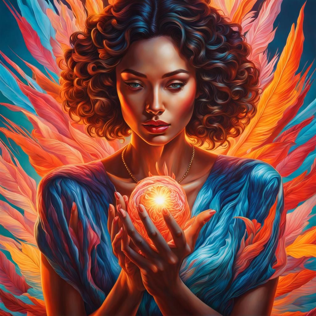 Beautiful Woman's Hands in Hyperrealistic Splash Art