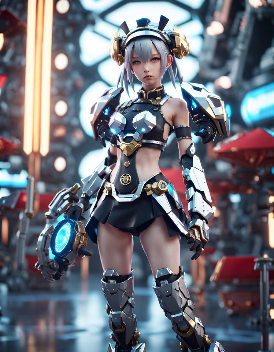 Anime Maid Bikini with Sci-Fi Mech Details