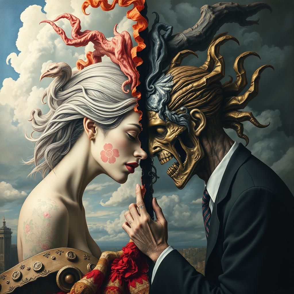 Surrealist Depiction of Duality and Harmony