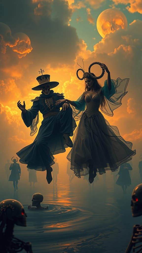 Death Gods' Danse Macabre, Maximalist 8K Concept Art