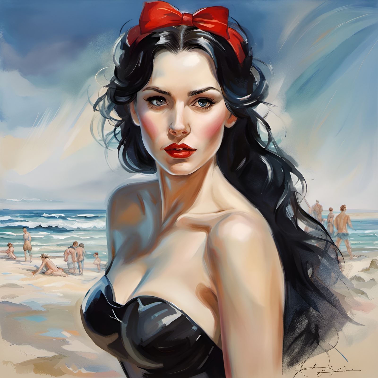 Snow White Portrait at the Beach, Renaissance Style
