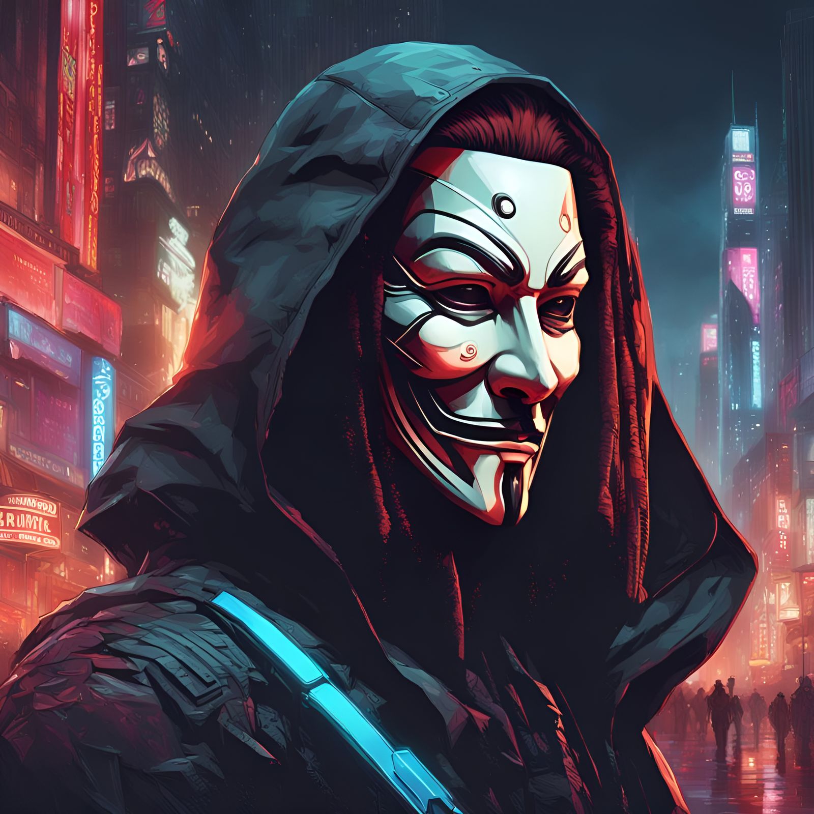 Cyberpunk Portrait: V for Vendetta in 8K Resolution