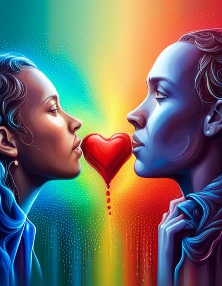 Hyperrealistic Splash Art: Communication and Love