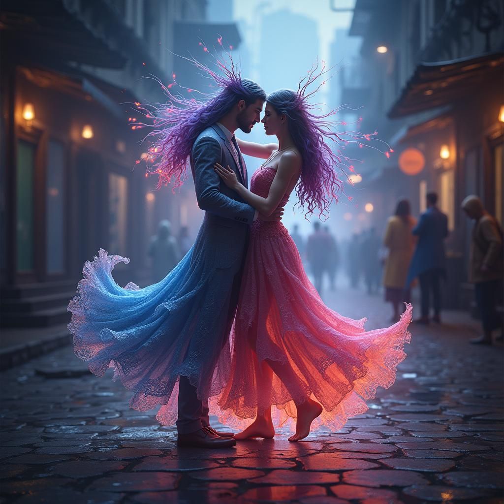 Enameled Glass Dancer in Detailed Matte Painting