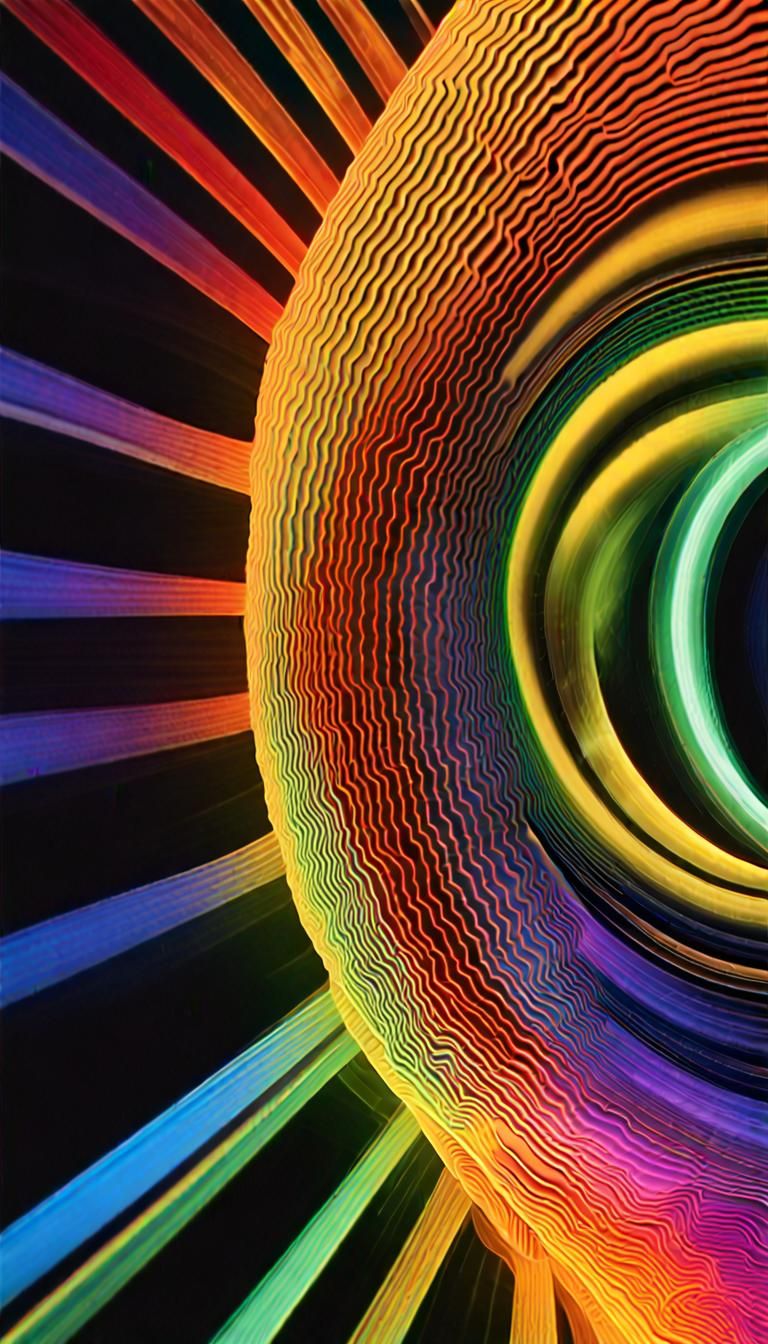 Electromagnetic Field Sculpture in Dynamic Rainbow Colors