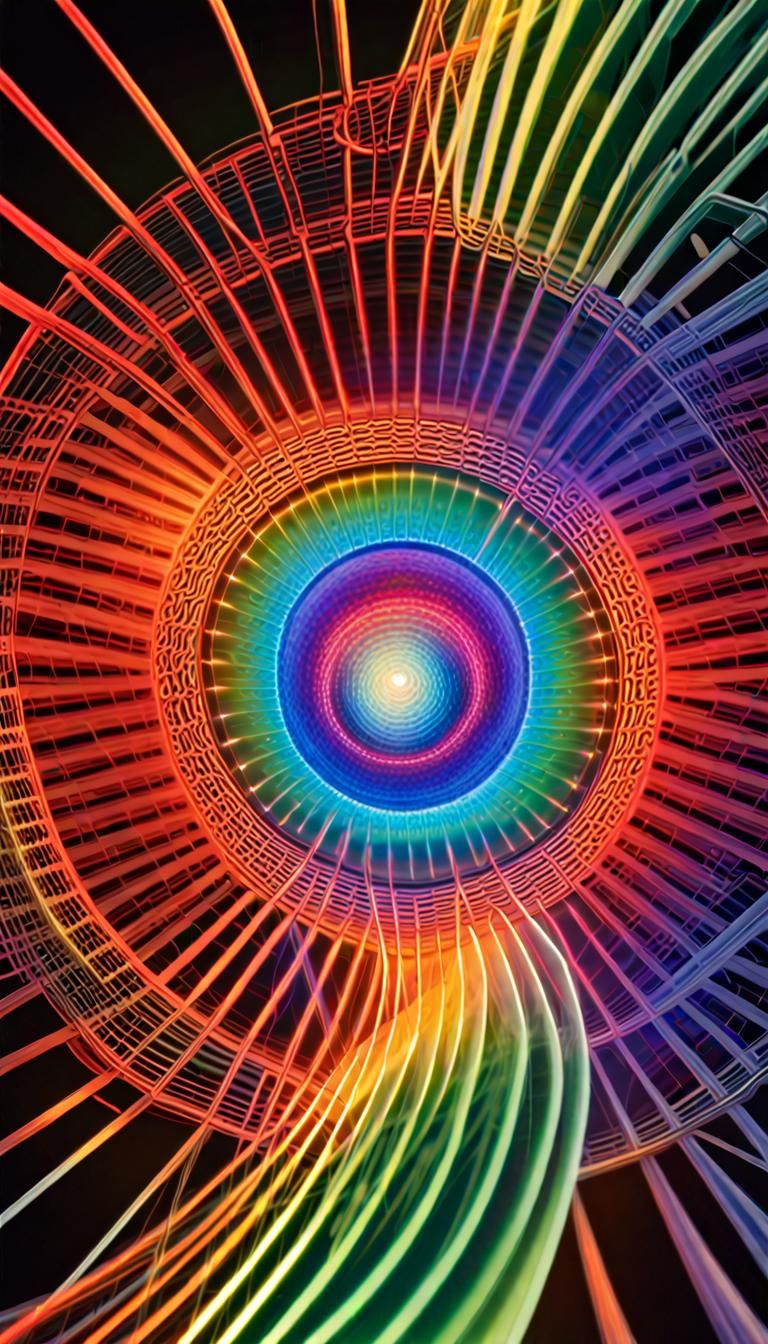 Electromagnetic Field Sculpture in Dynamic Rainbow Colors