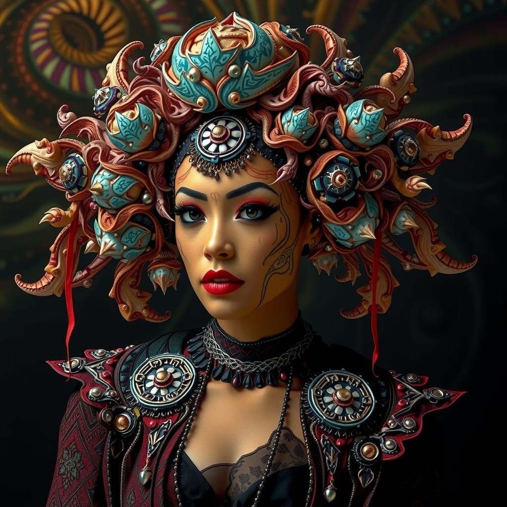 African Queen in Surreal, Flamboyant 3D CGI Style