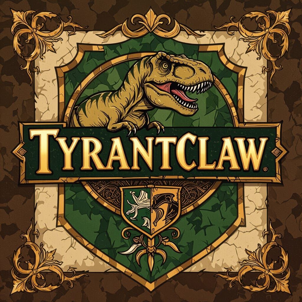 Medieval Banner with Tyrannosaurus Rex Logo
