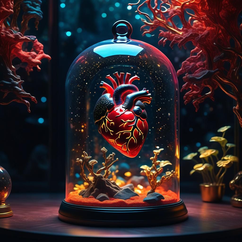 Heart in Glass Jar: Neon Terrarium Concept Art