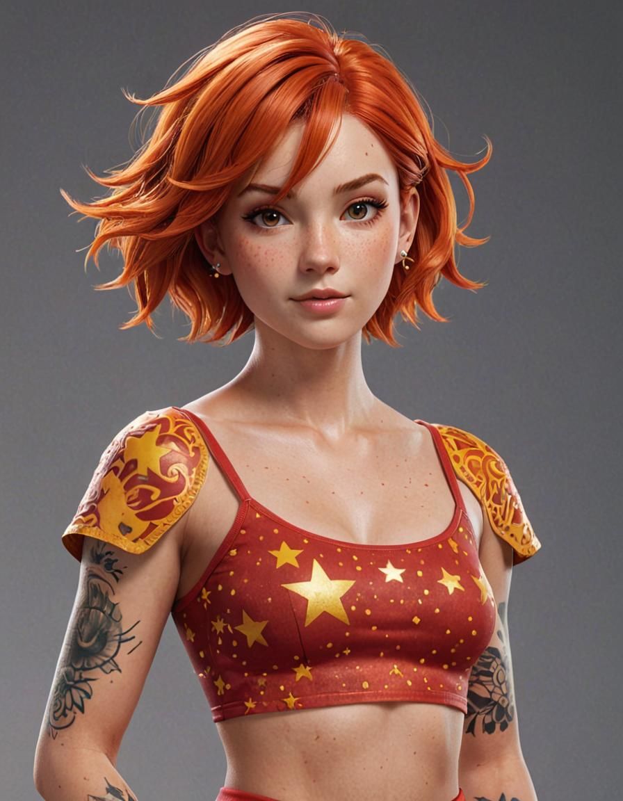 Fiery Haired Character in 3D Render