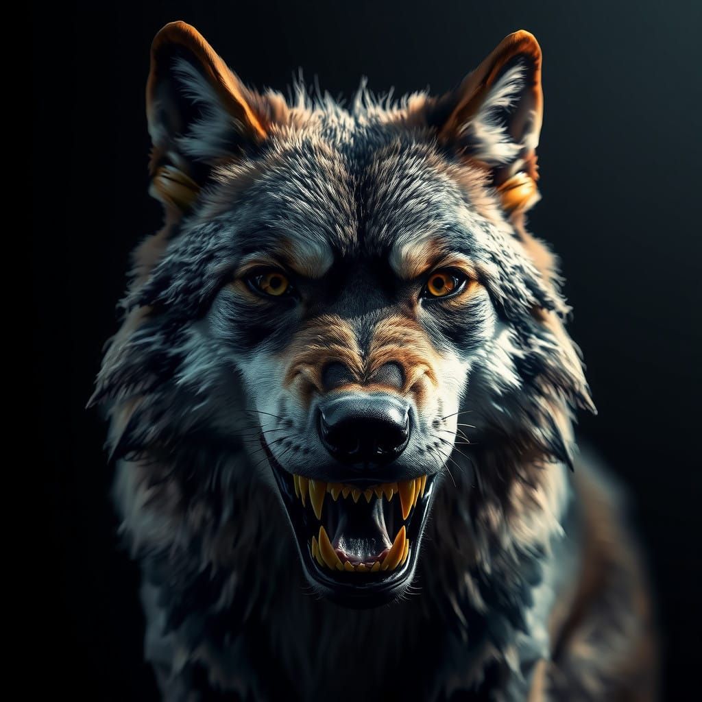 Majestic Wolf in Baroque-Inspired High-Contrast Lighting