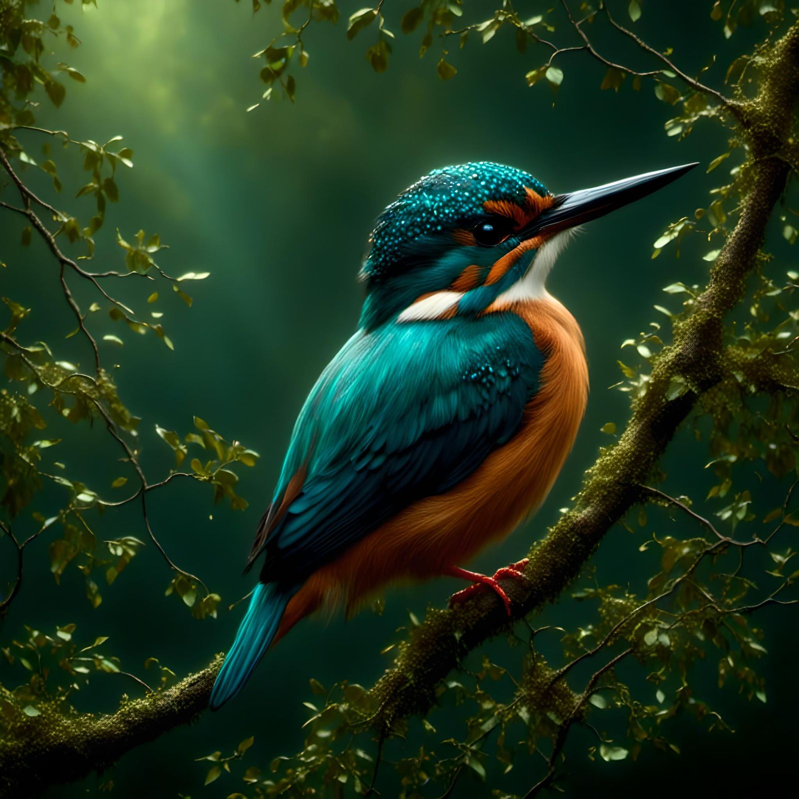 Kingfisher in the deep forest
