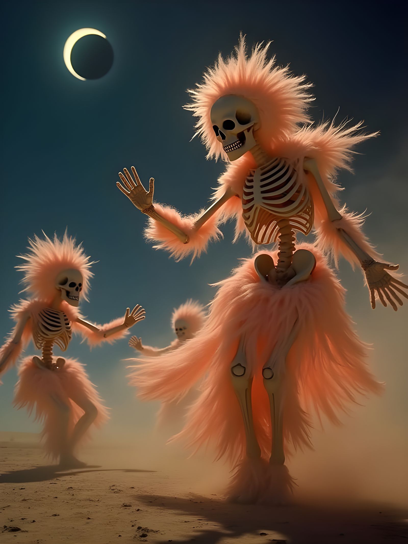 Fluffy Skeletons Dancing in Zero Gravity at Burning Man