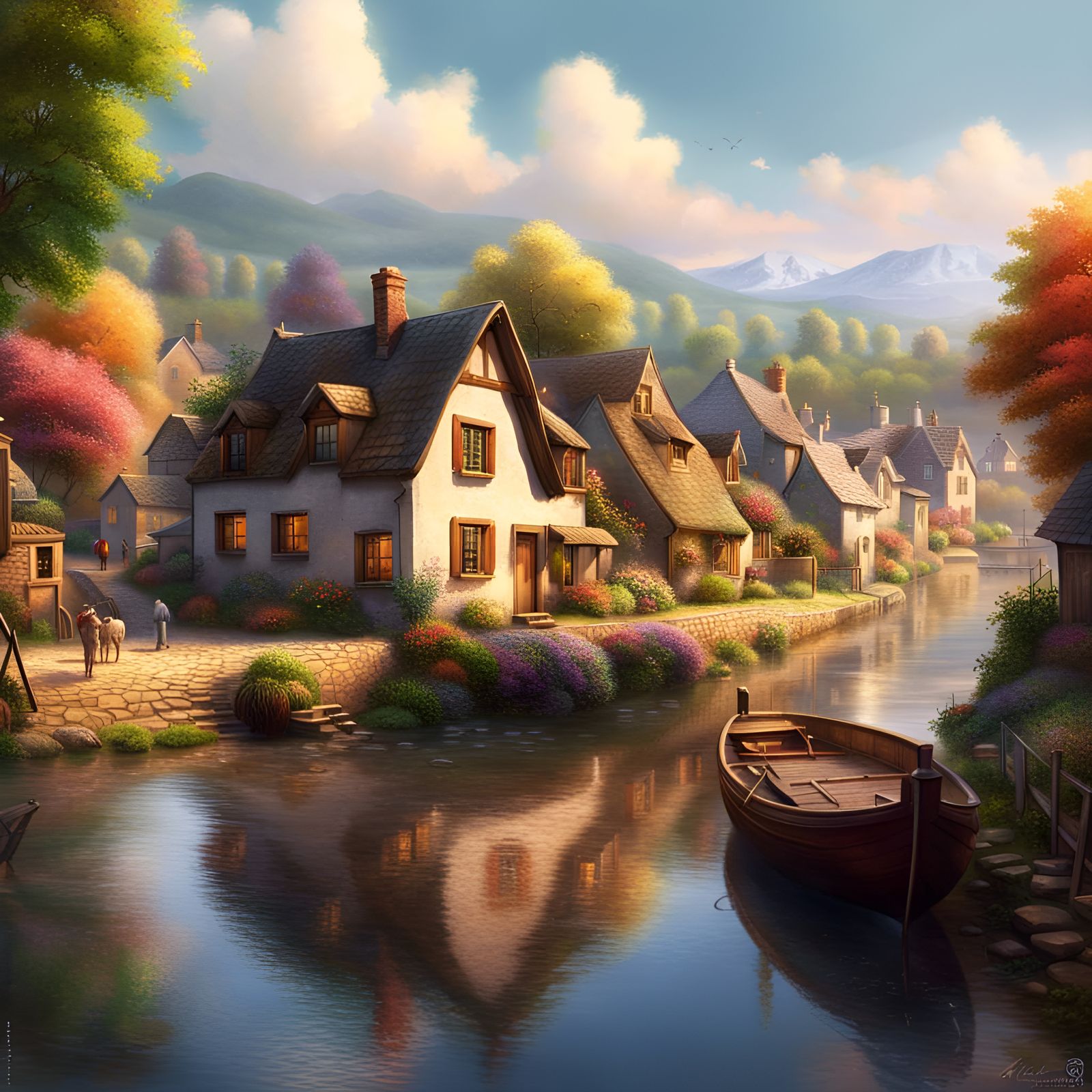 Idyllic riverside village