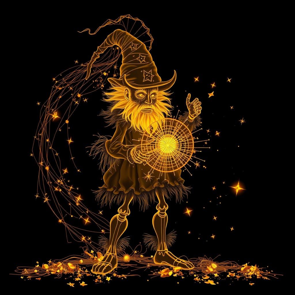 X-ray Vector Rumpelstiltskin spinning gold