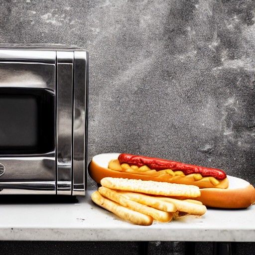 Cheese Grater, Hotdog, and Microwave Still Life