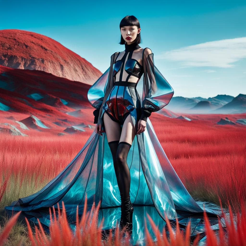 Avant-Garde Fashion on Alien Planet in Vogue Style