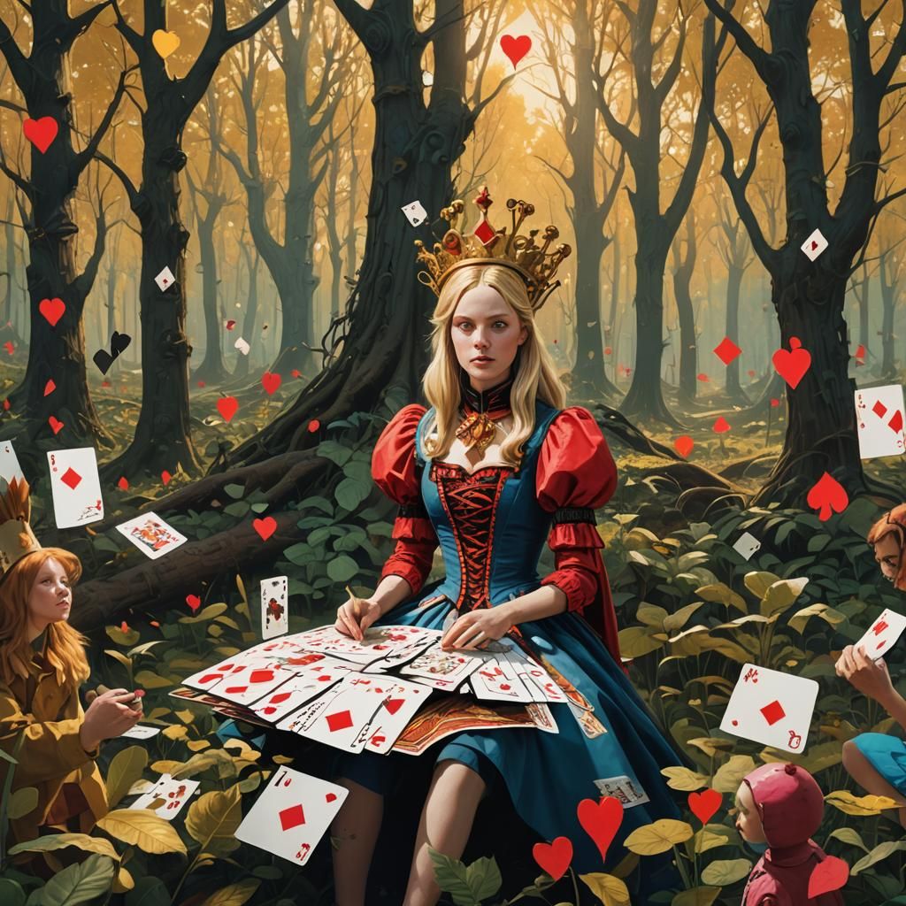 Alice in Wonderland: Queen, King, and Mythical Cards