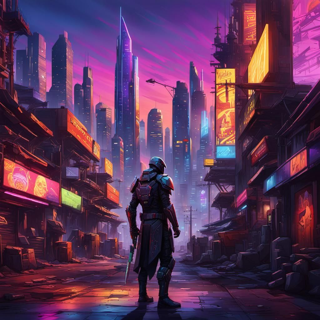 Neon City Assassin in High-Tech Armor