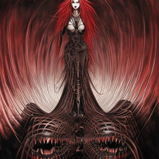 Gritty Vampire Woman in Inkpunk Style