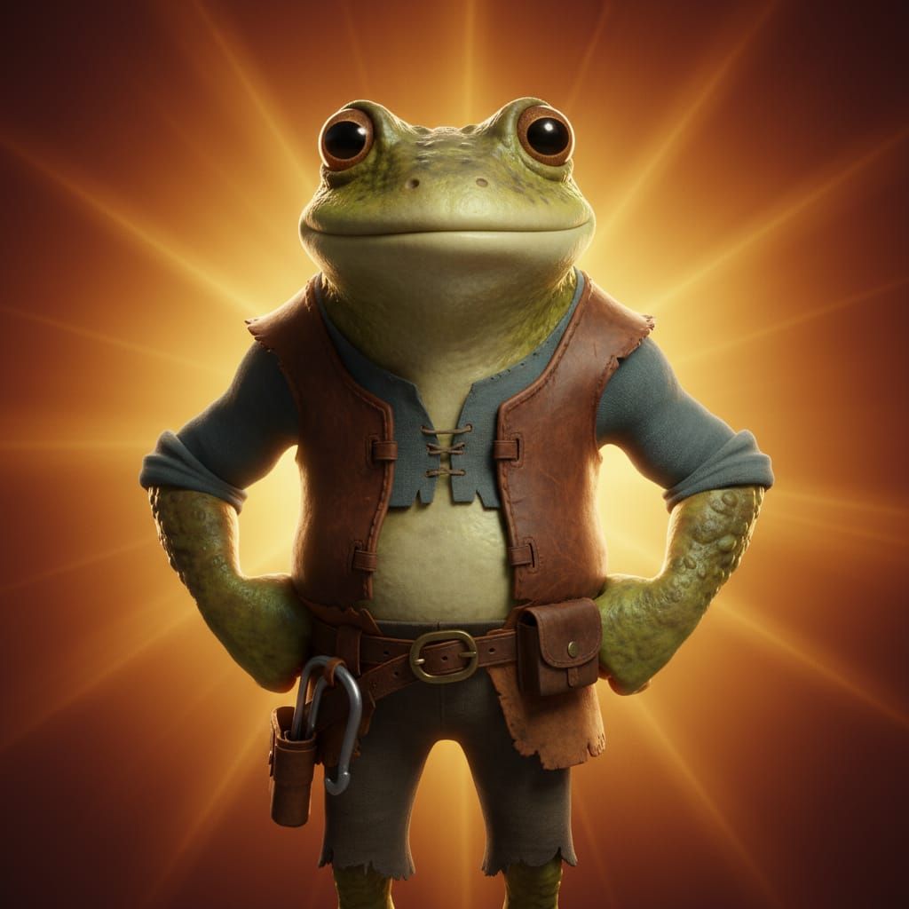 Pixar-Style Frog Character Concept Art