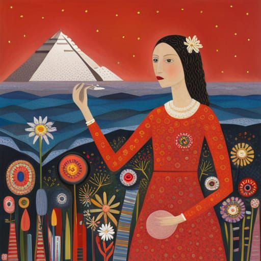 Aztec Princess Portrait in Cubist Style