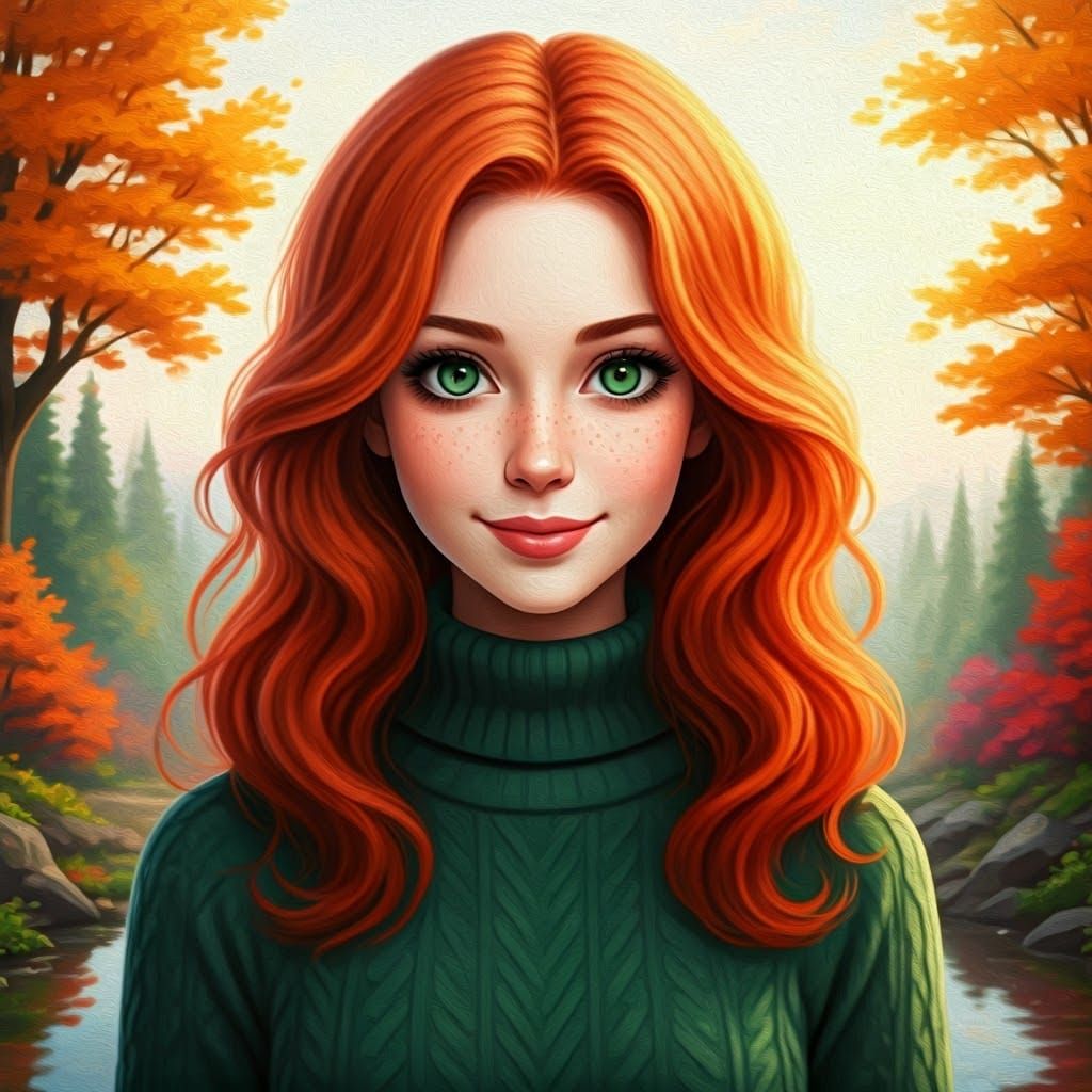 Dreamy Portrait of Woman with Red Hair