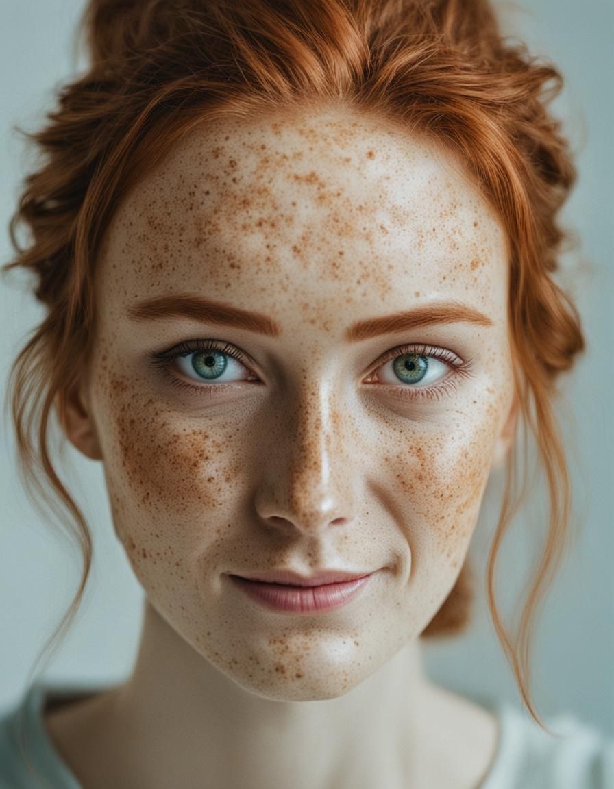 Beautiful Ginger-Haired Girl with a Small Smile