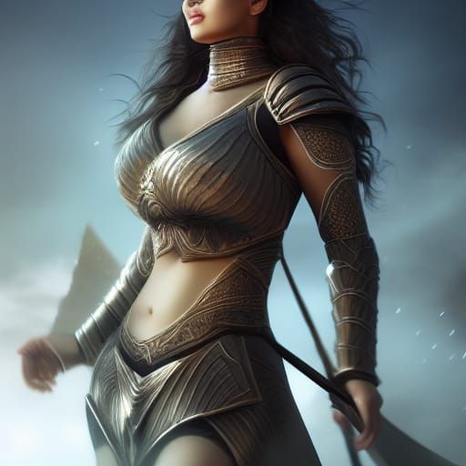 Arab Woman Warrior in Fantasy Landscape
