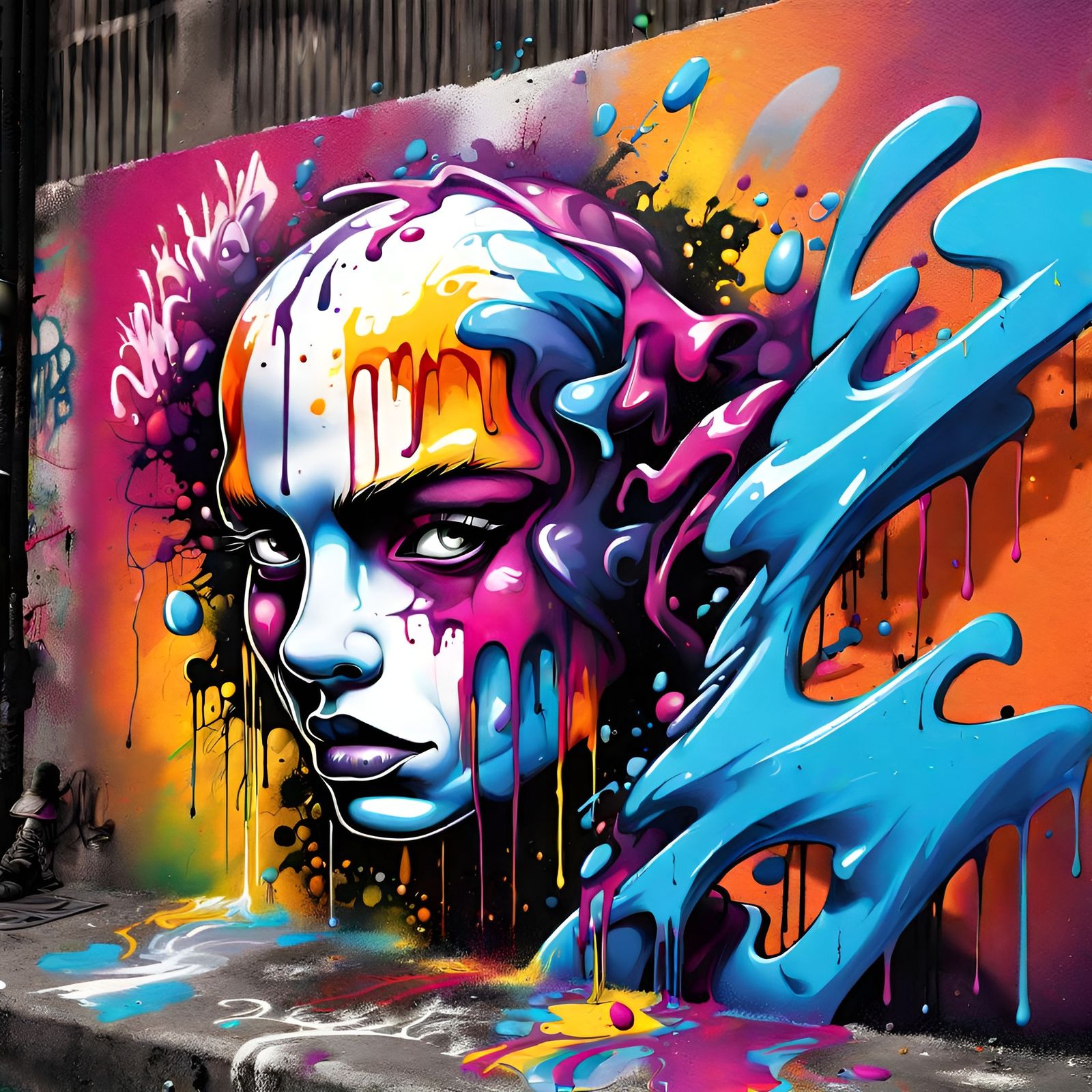 Graffiti Art in Polychromatic Splash Style