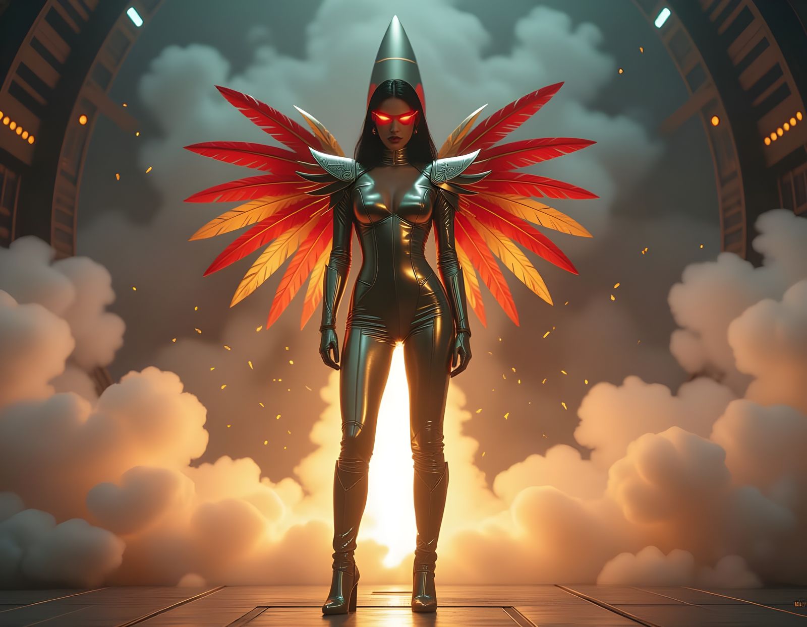 Rocket Queen: Feathered Launch in Retro Style