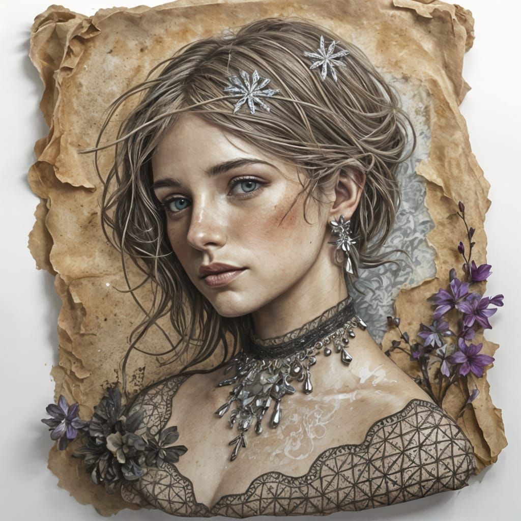 Hyperrealistic Portrait in Mixed Media Masterpiece