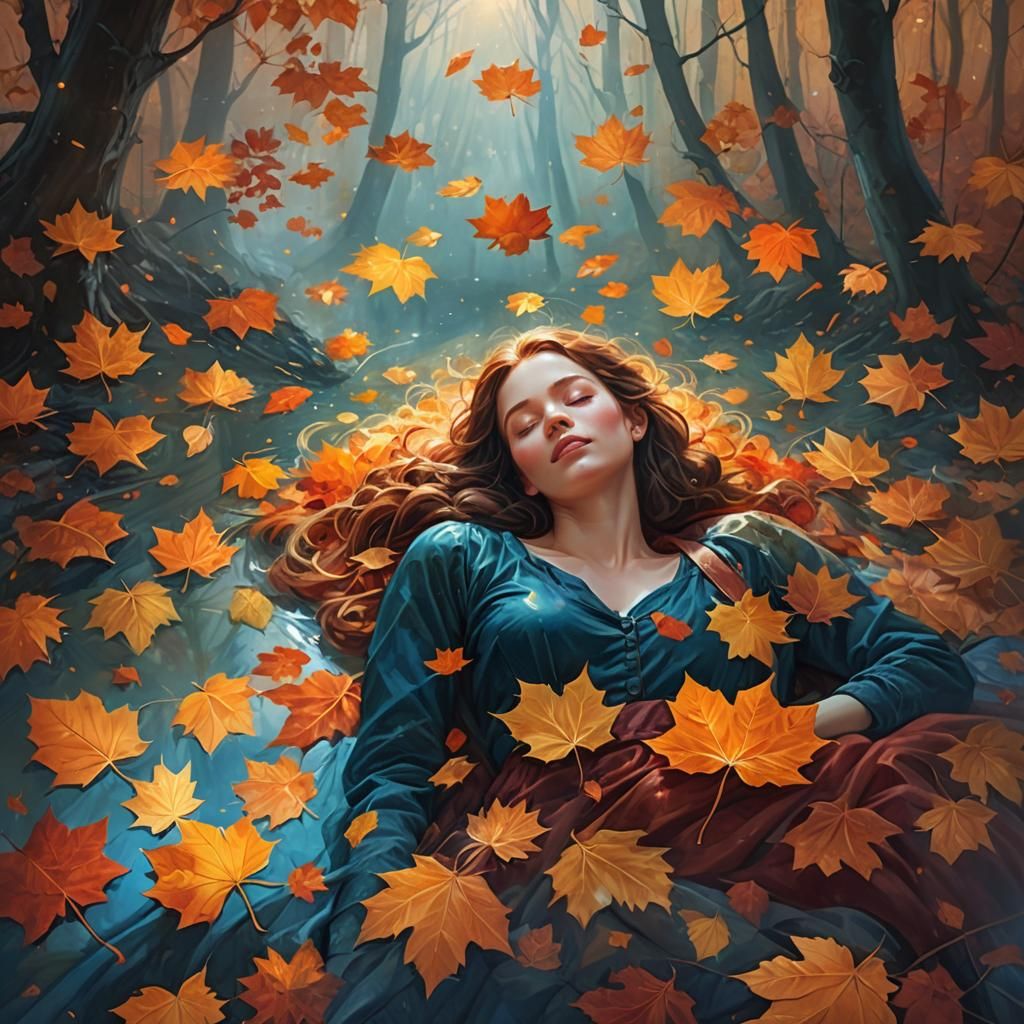 Dreamy Autumnal Scene in Oil Painting Style