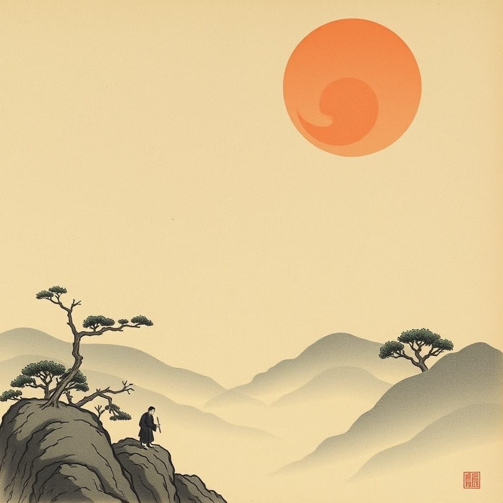 Traditional Japanese Ukiyo-e Woodblock Prints in a Classic S...