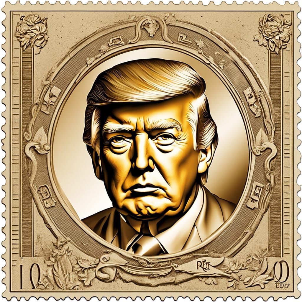 Vintage Postage Stamp: Trump Nobel Peace Prize, Vignette Sty...