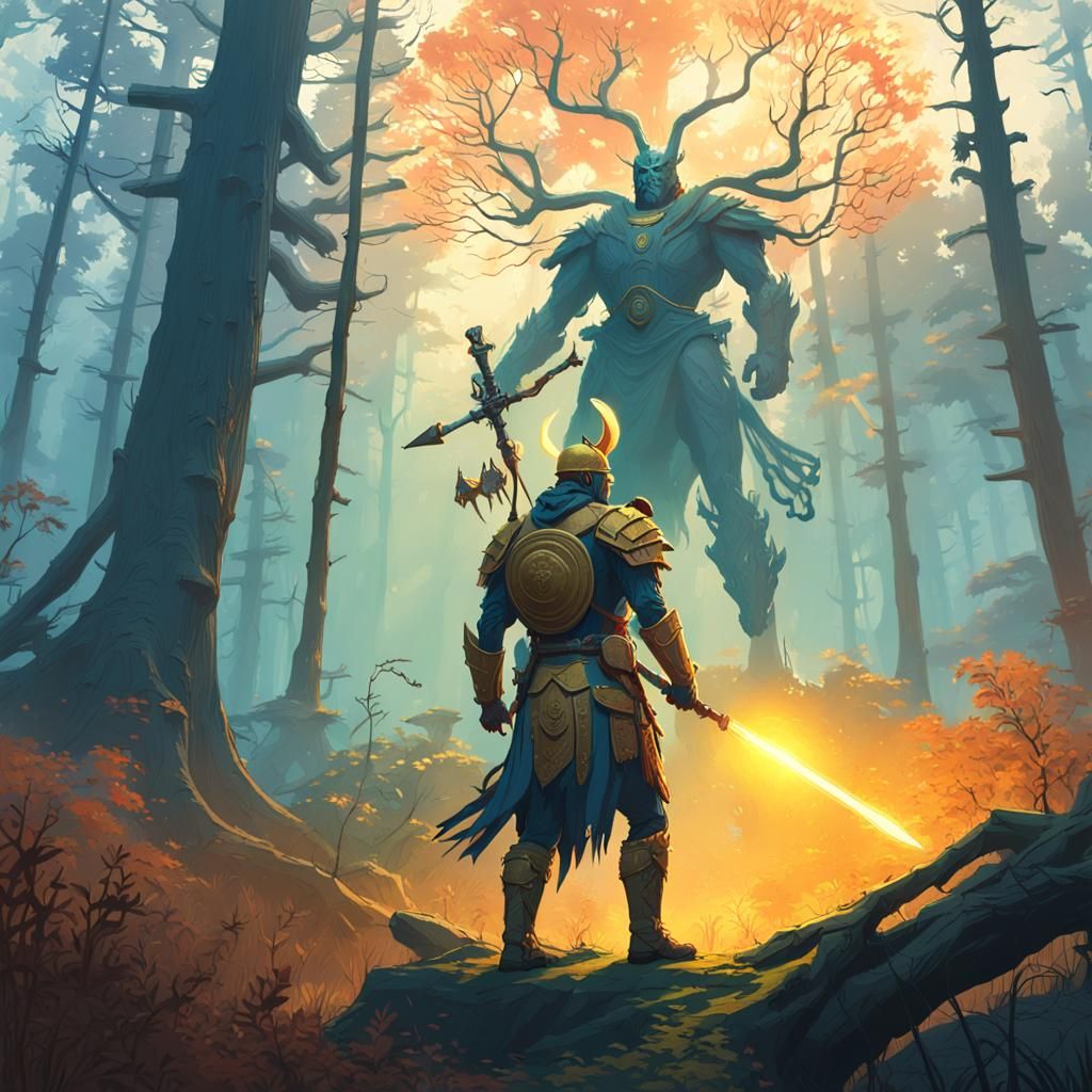 Epic Sigma Alpha Warrior in Mythical Forest